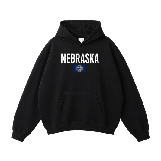 Collection 7 Nebraska Oversize Fleeced Hoodie - Black front