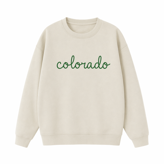Collection 3 Colorado Essential Heavyweight Crewneck Sweatshirt - Cream front