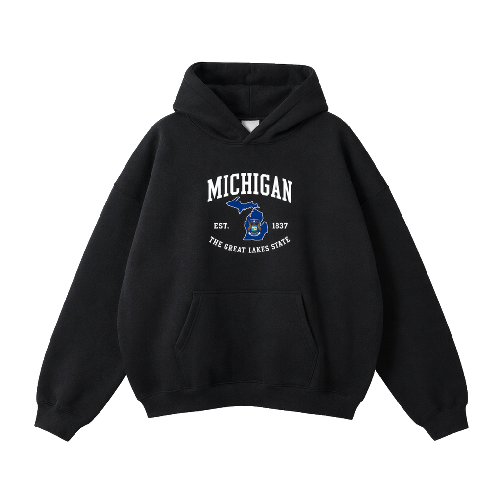 Collection 8 Michigan Oversize Fleeced Hoodie - Black front