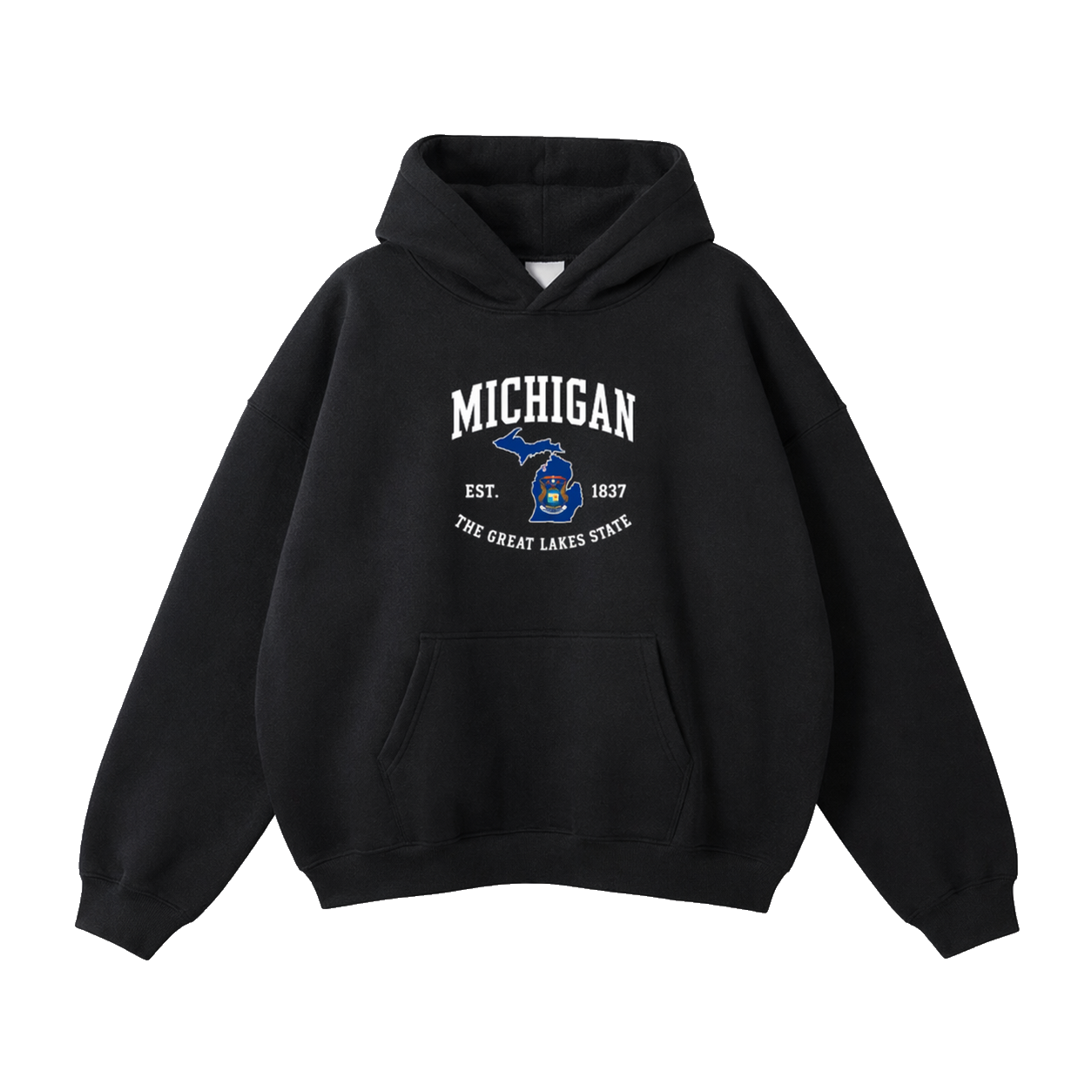 Collection 8 Michigan Oversize Fleeced Hoodie - Black front