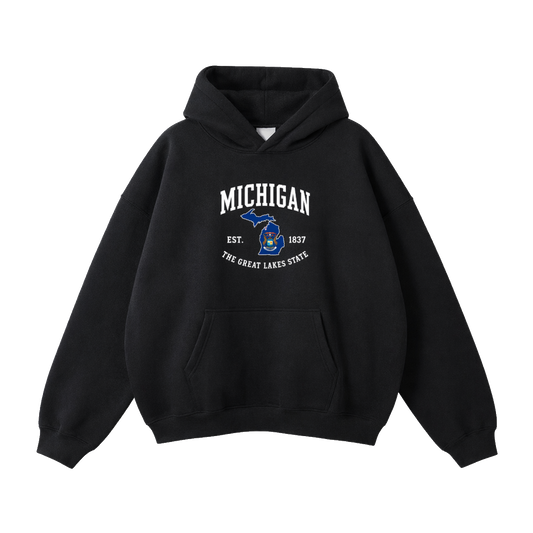 Collection 8 Michigan Oversize Fleeced Hoodie - Black front