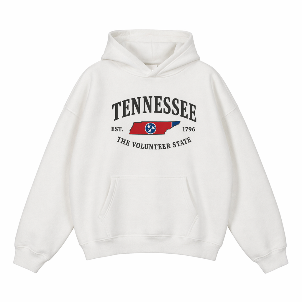 Collection 8 Tennessee Oversize Fleeced Hoodie - White front