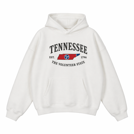 Collection 8 Tennessee Oversize Fleeced Hoodie - White front