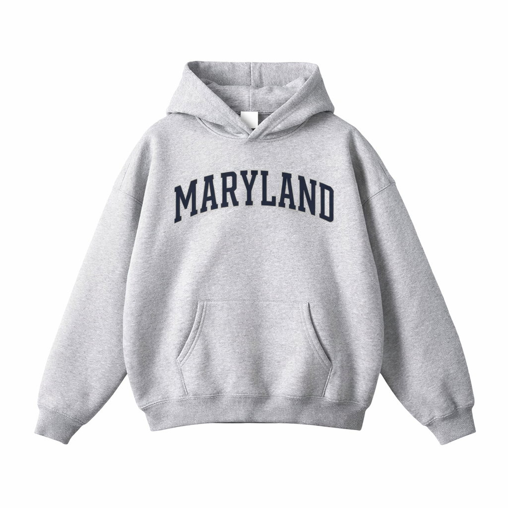 Collection 1 Maryland Oversize Fleeced Hoodie - Flower Gray front