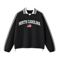 Collection 2 North Carolina Contrast Striped Lapel Collar Sweatshirt - Black front