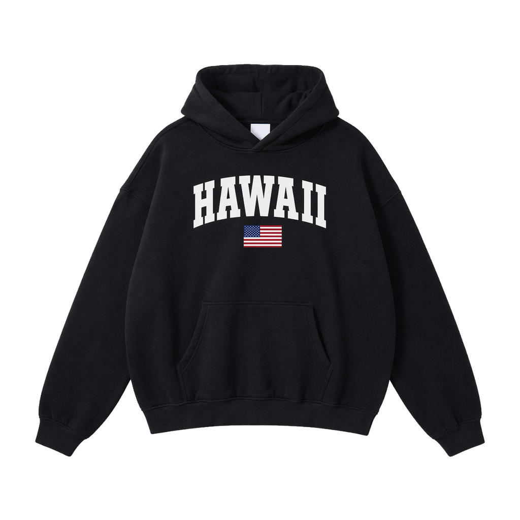 Collection 2 Hawaii Oversize Fleeced Hoodie - Black front
