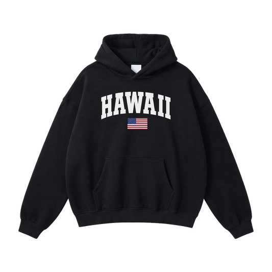 Collection 2 Hawaii Oversize Fleeced Hoodie - Black front