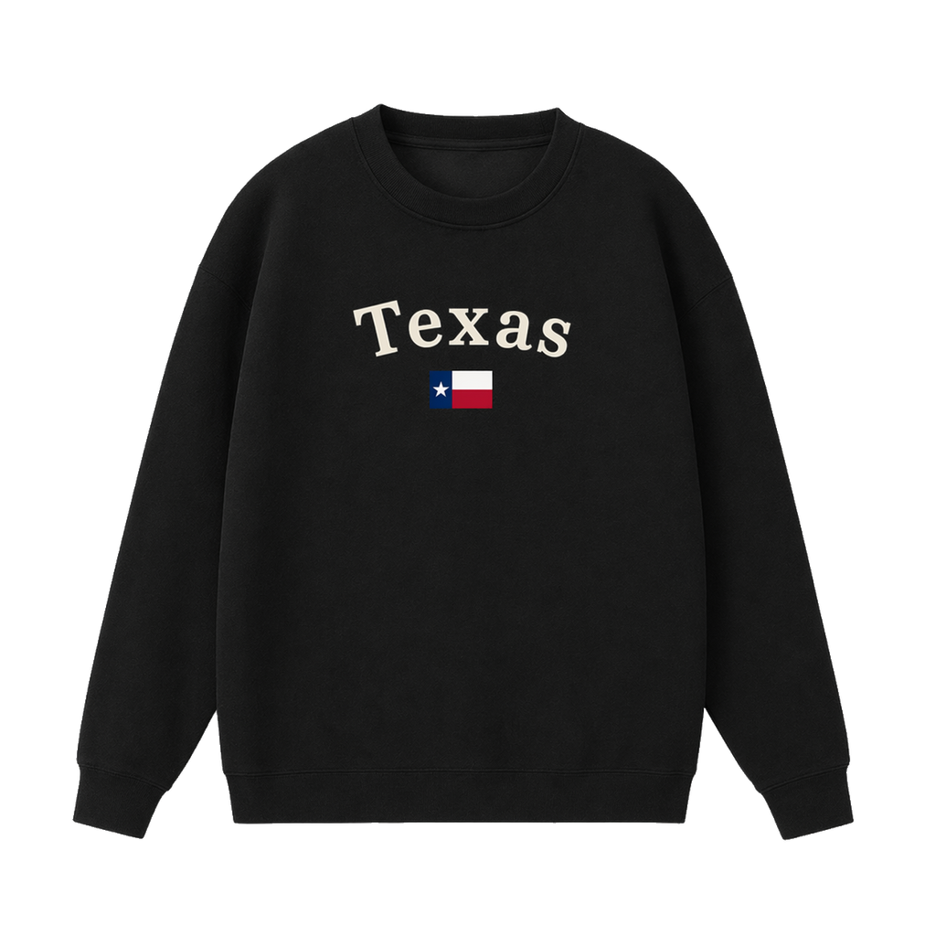 Collection 6 Texas Essential Heavyweight Crewneck Sweatshirt - Black front