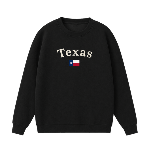 Collection 6 Texas Essential Heavyweight Crewneck Sweatshirt - Black front