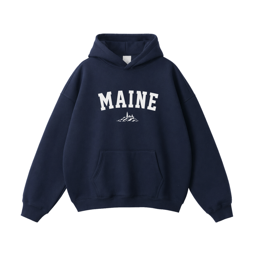 Collection 9 Maine Oversize Fleeced Hoodie - Navy Blue front