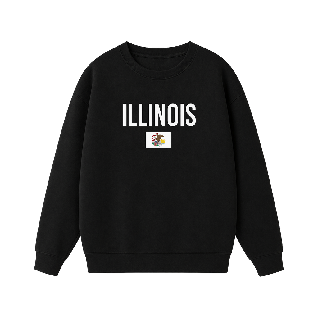 Collection 7 Illinois Essential Heavyweight Crewneck Sweatshirt - Black front
