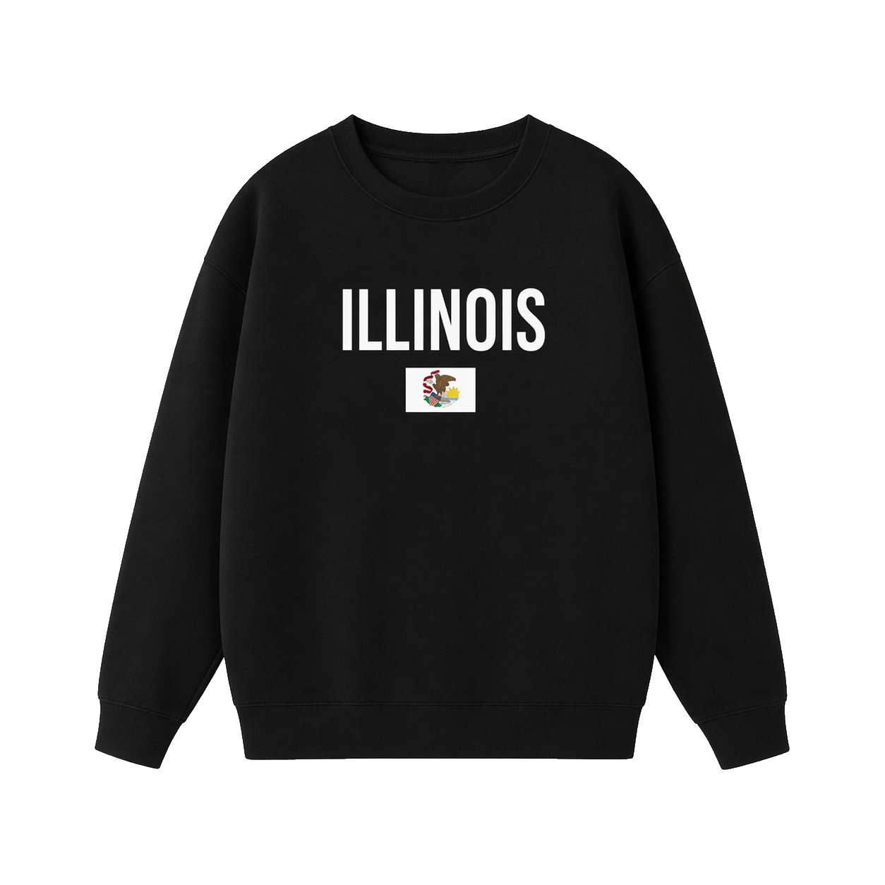 Collection 7 Illinois Essential Heavyweight Crewneck Sweatshirt - Black front