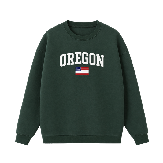 Collection 2 Oregon Essential Heavyweight Crewneck Sweatshirt - Dark Green front