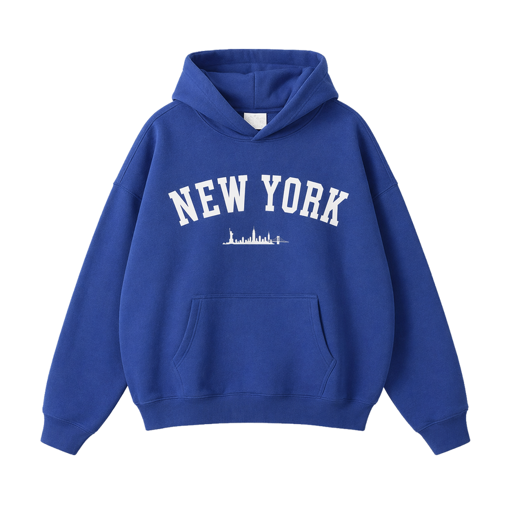 Collection 9 New York Oversize Fleeced Hoodie - Klein Blue front