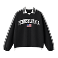 Collection 2 Pennsylvania Contrast Striped Lapel Collar Sweatshirt - Black front