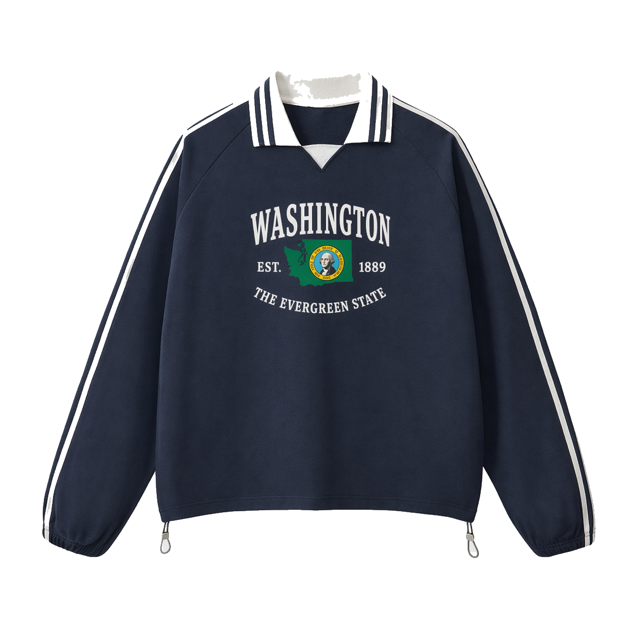 Collection 8 Washington Contrast Striped Lapel Collar Sweatshirt - Royal Blue front