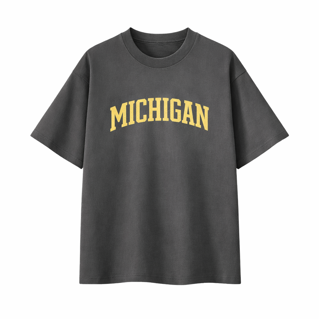 Collection 1 Michigan Essential Cotton T-Shirt - Dark Gray front