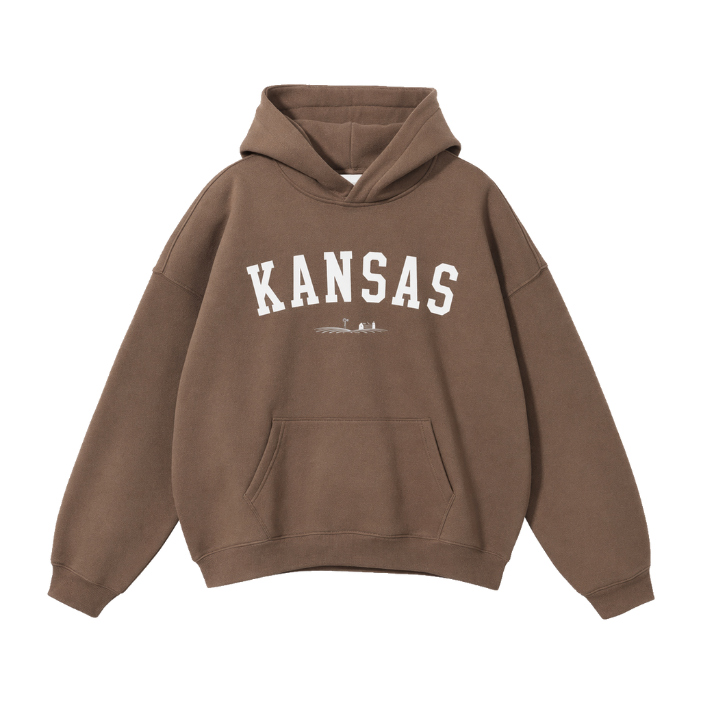 Collection 9 Kansas Oversize Fleeced Hoodie - Brown front