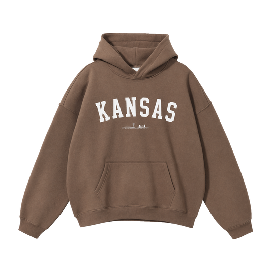 Collection 9 Kansas Oversize Fleeced Hoodie - Brown front