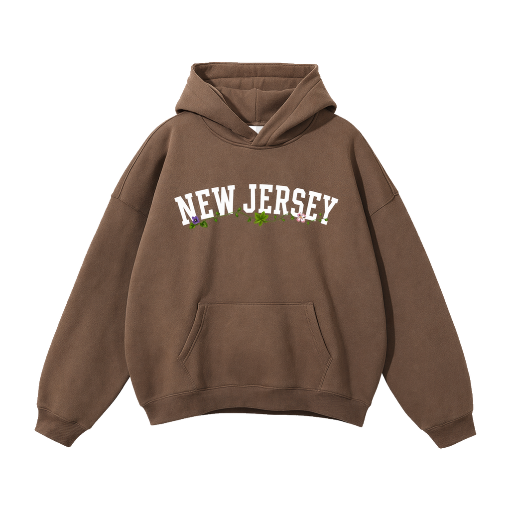 Collection 10 New Jersey Oversize Fleeced Hoodie - Brown front