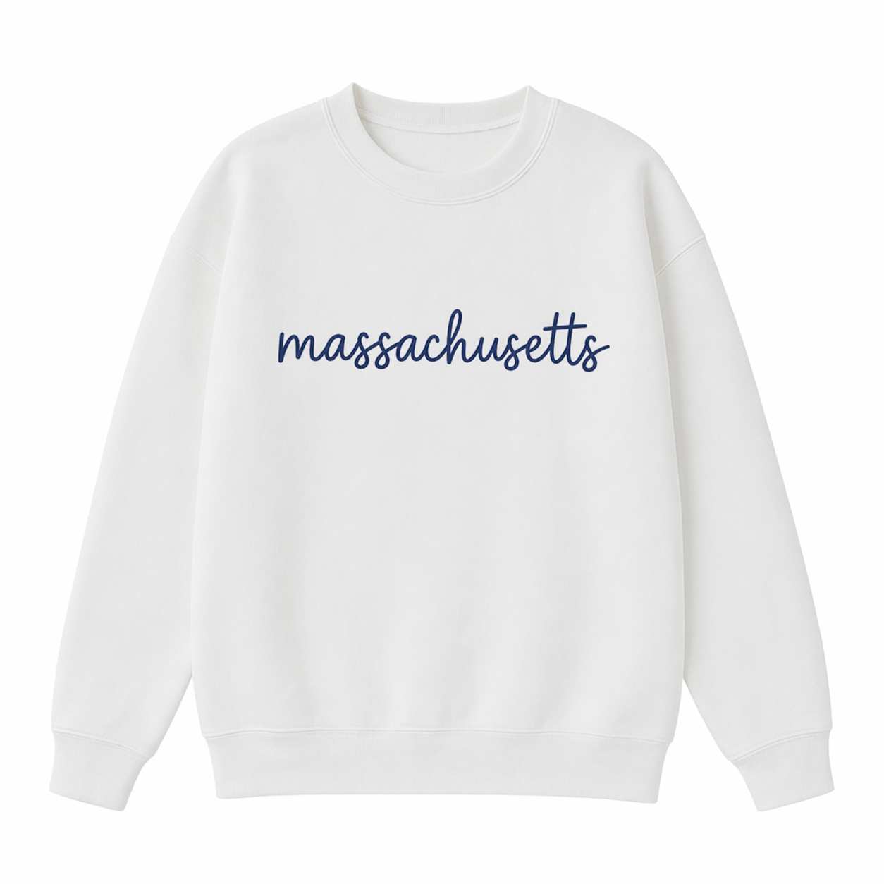 Collection 3 Massachusetts Essential Heavyweight Crewneck Sweatshirt - White front