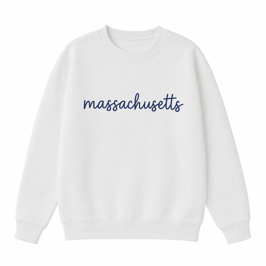 Collection 3 Massachusetts Essential Heavyweight Crewneck Sweatshirt - White front