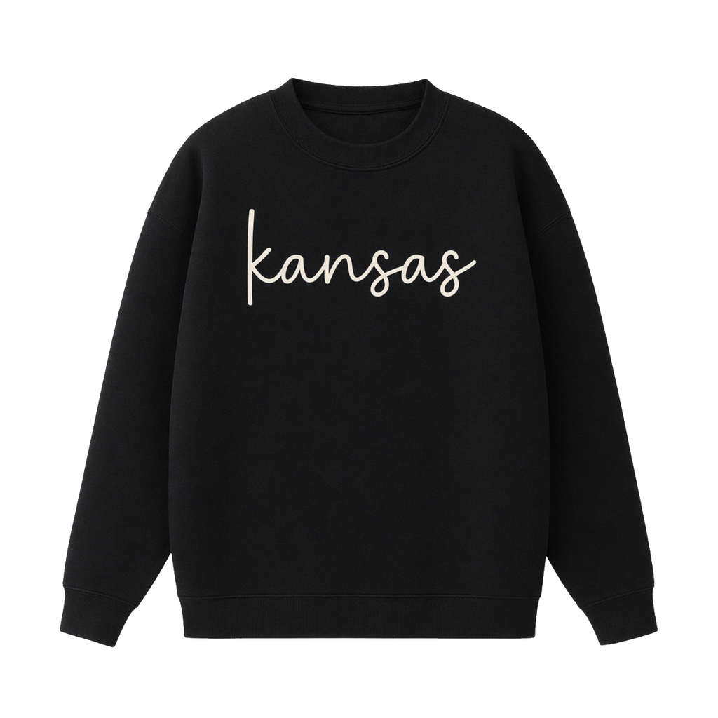 Collection 3 Kansas Essential Heavyweight Crewneck Sweatshirt - Black front