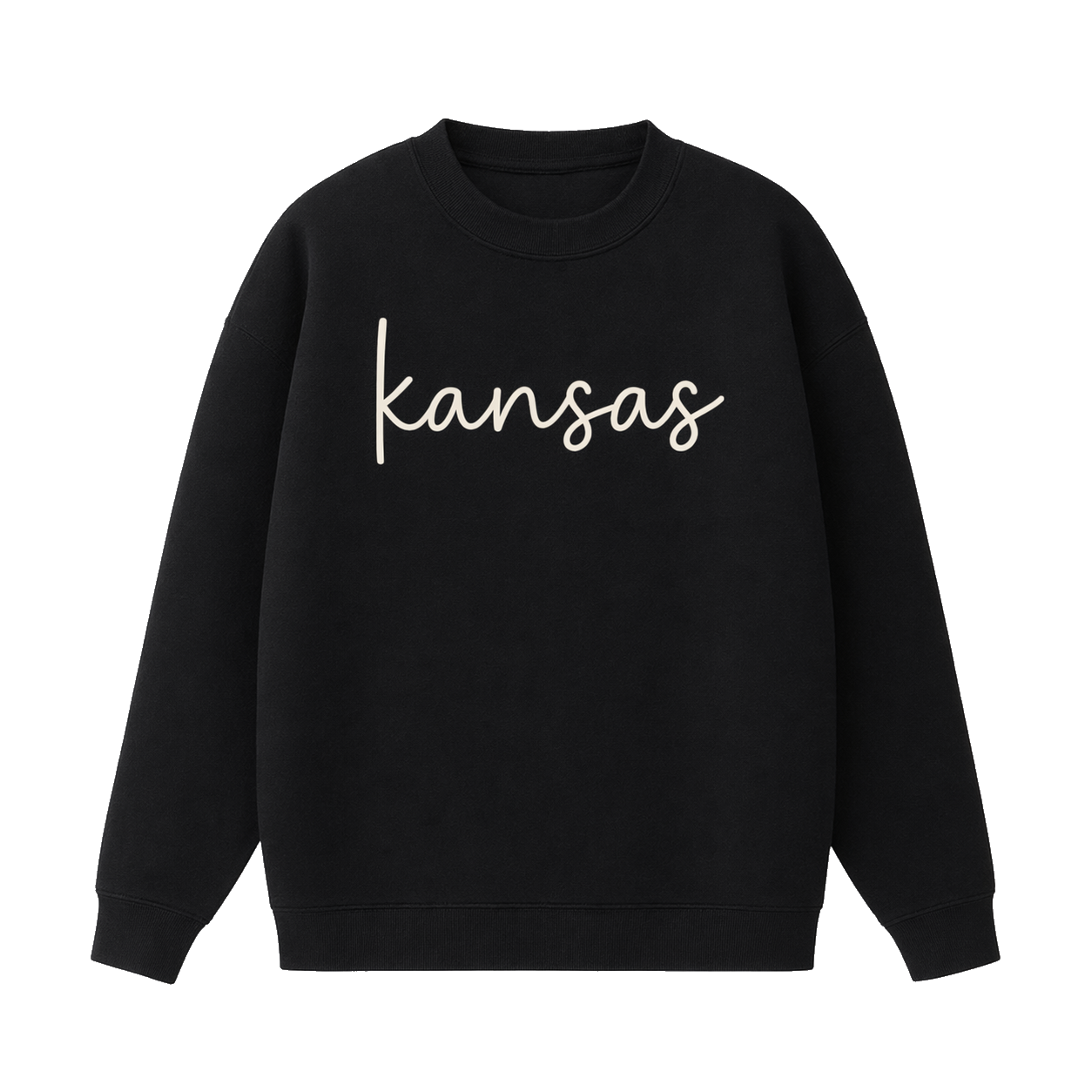 Collection 3 Kansas Essential Heavyweight Crewneck Sweatshirt - Black front