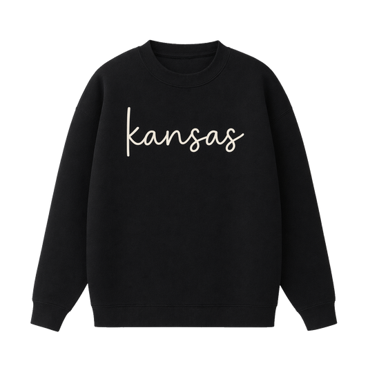 Collection 3 Kansas Essential Heavyweight Crewneck Sweatshirt - Black front