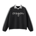 Collection 3 Oregon Contrast Striped Lapel Collar Sweatshirt - Black front