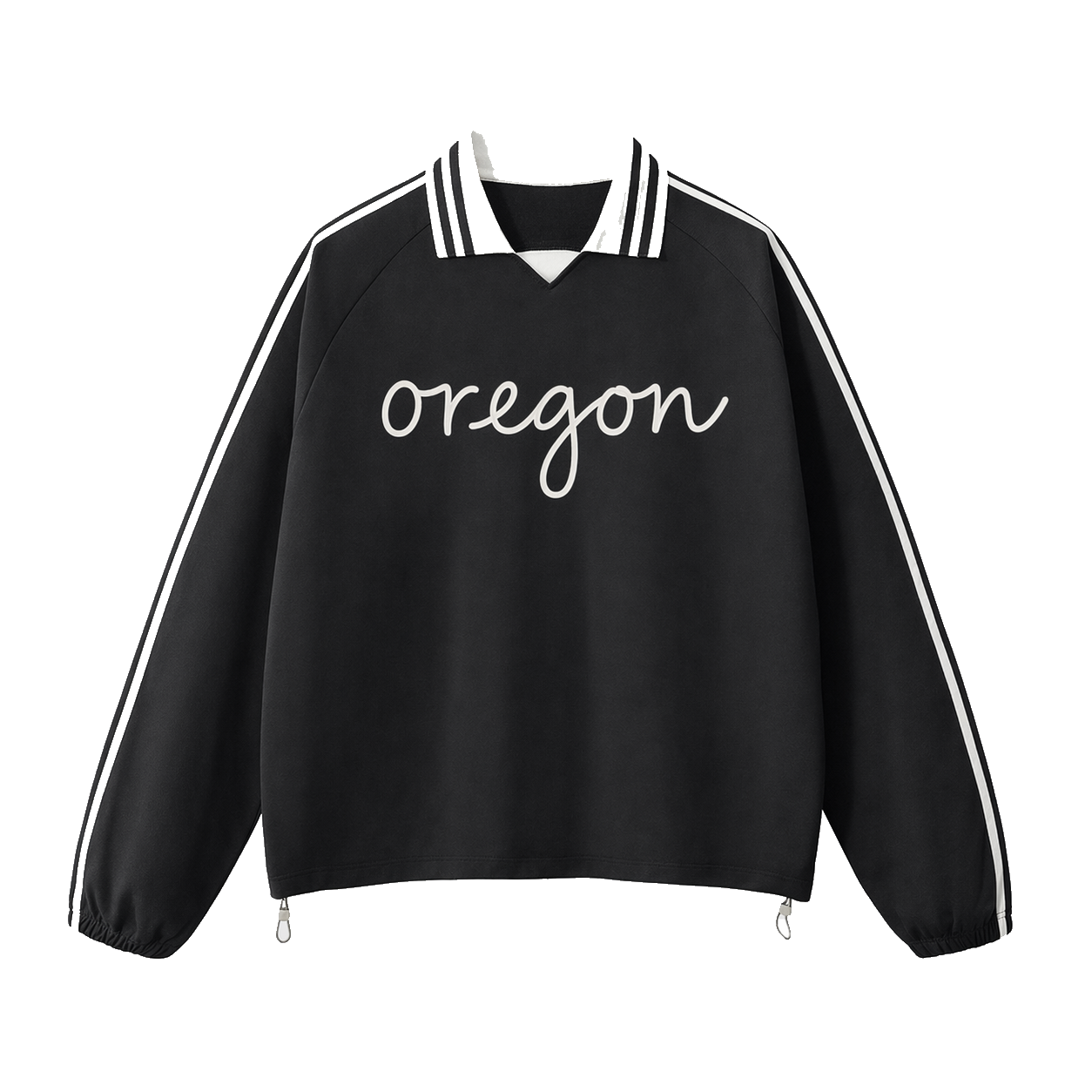 Collection 3 Oregon Contrast Striped Lapel Collar Sweatshirt - Black front