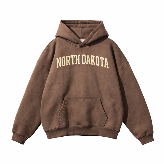 Collection 1 North Dakota Oversize Fleeced Hoodie - Brown front