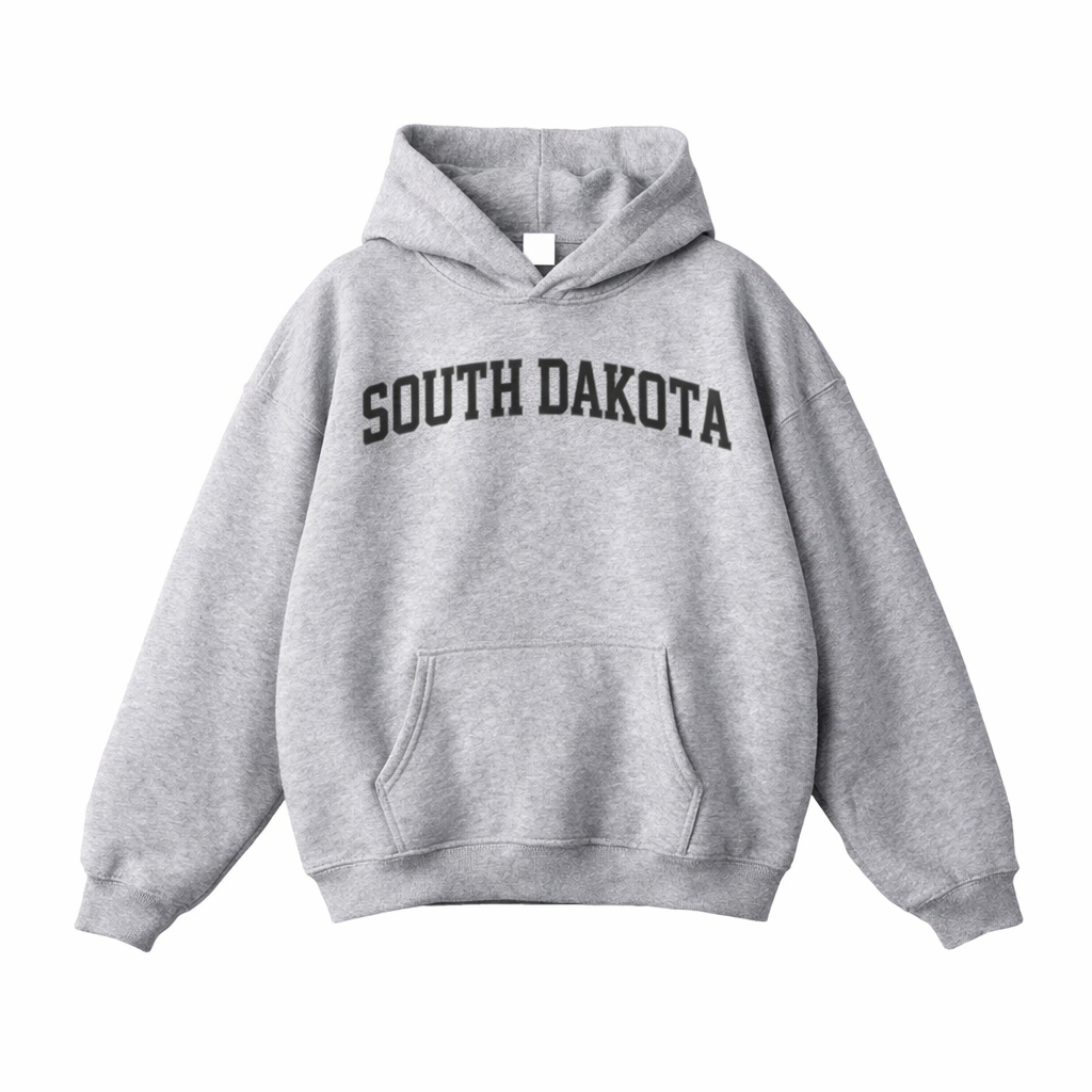 Collection 1 South Dakota Oversize Fleeced Hoodie - Flower Gray front