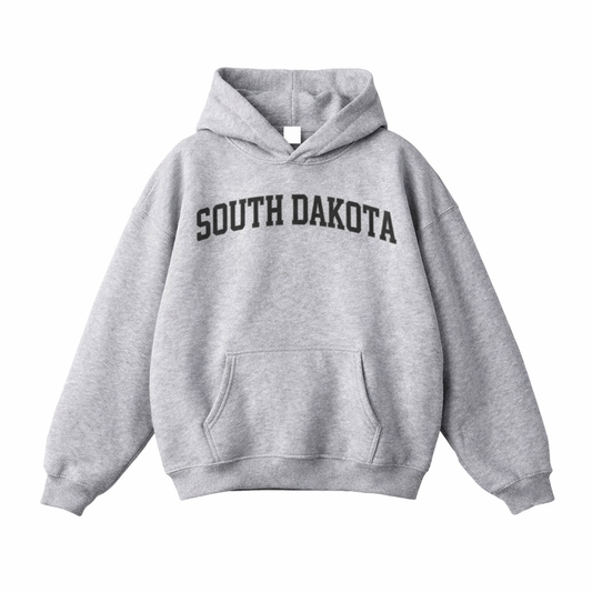Collection 1 South Dakota Oversize Fleeced Hoodie - Flower Gray front