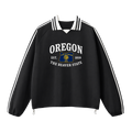 Collection 8 Oregon Contrast Striped Lapel Collar Sweatshirt - Black front