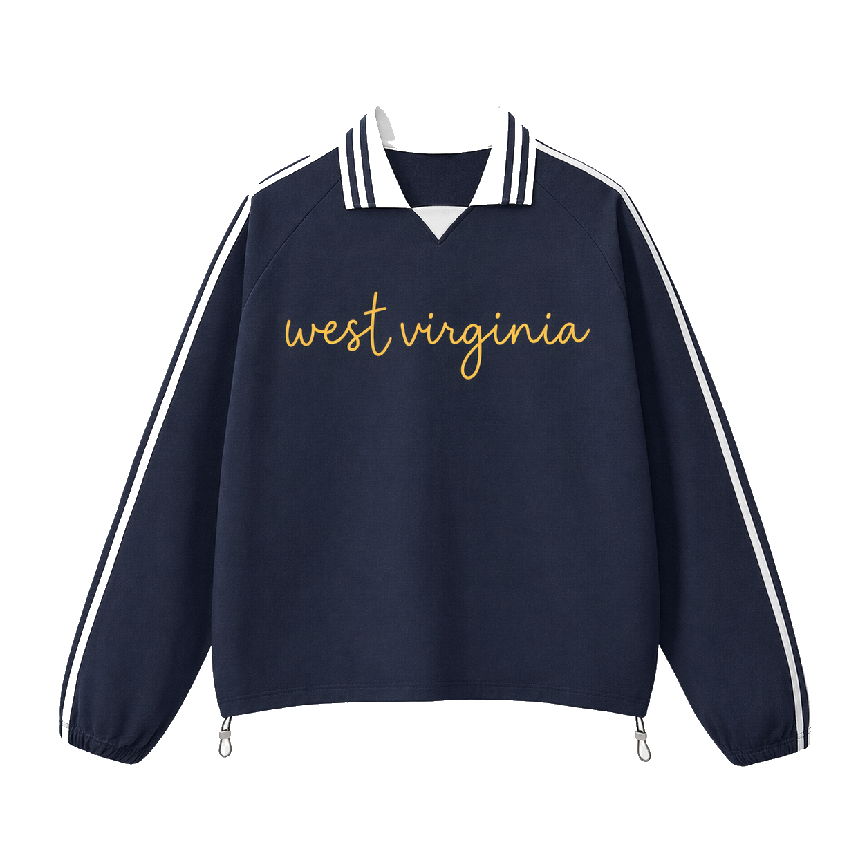 Collection 3 West Virginia Contrast Striped Lapel Collar Sweatshirt - Royal Blue front