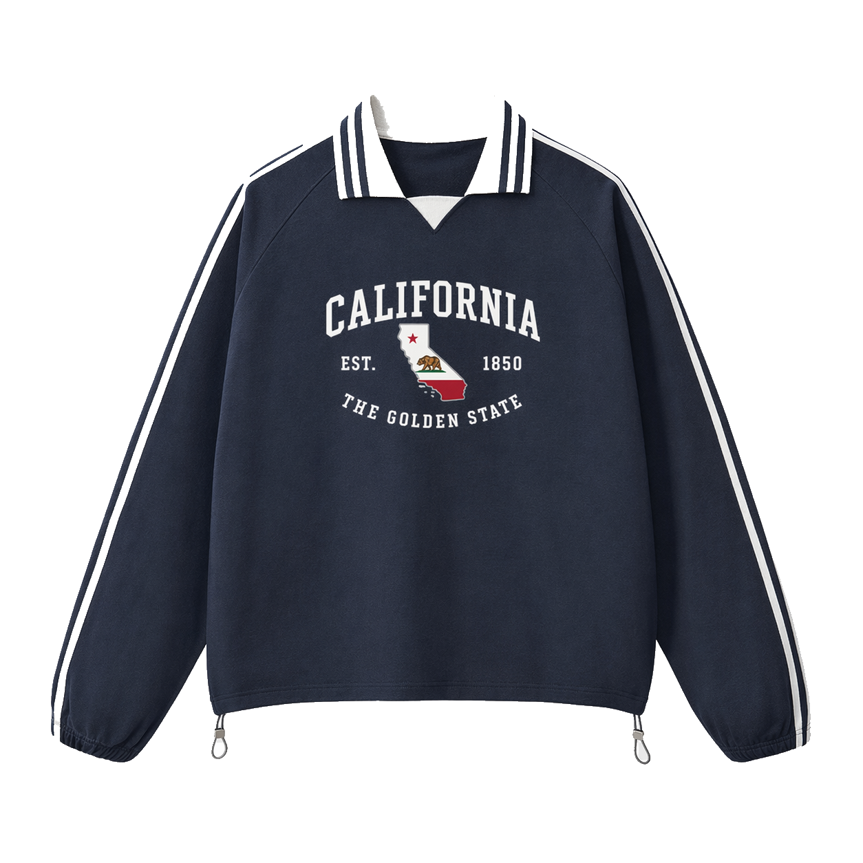 Collection 8 California Contrast Striped Lapel Collar Sweatshirt - Royal Blue front
