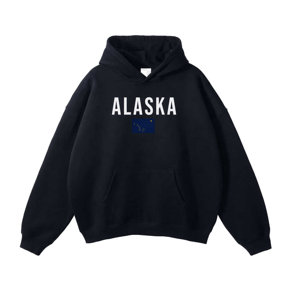 Collection 7 Alaska Oversize Fleeced Hoodie - Black front
