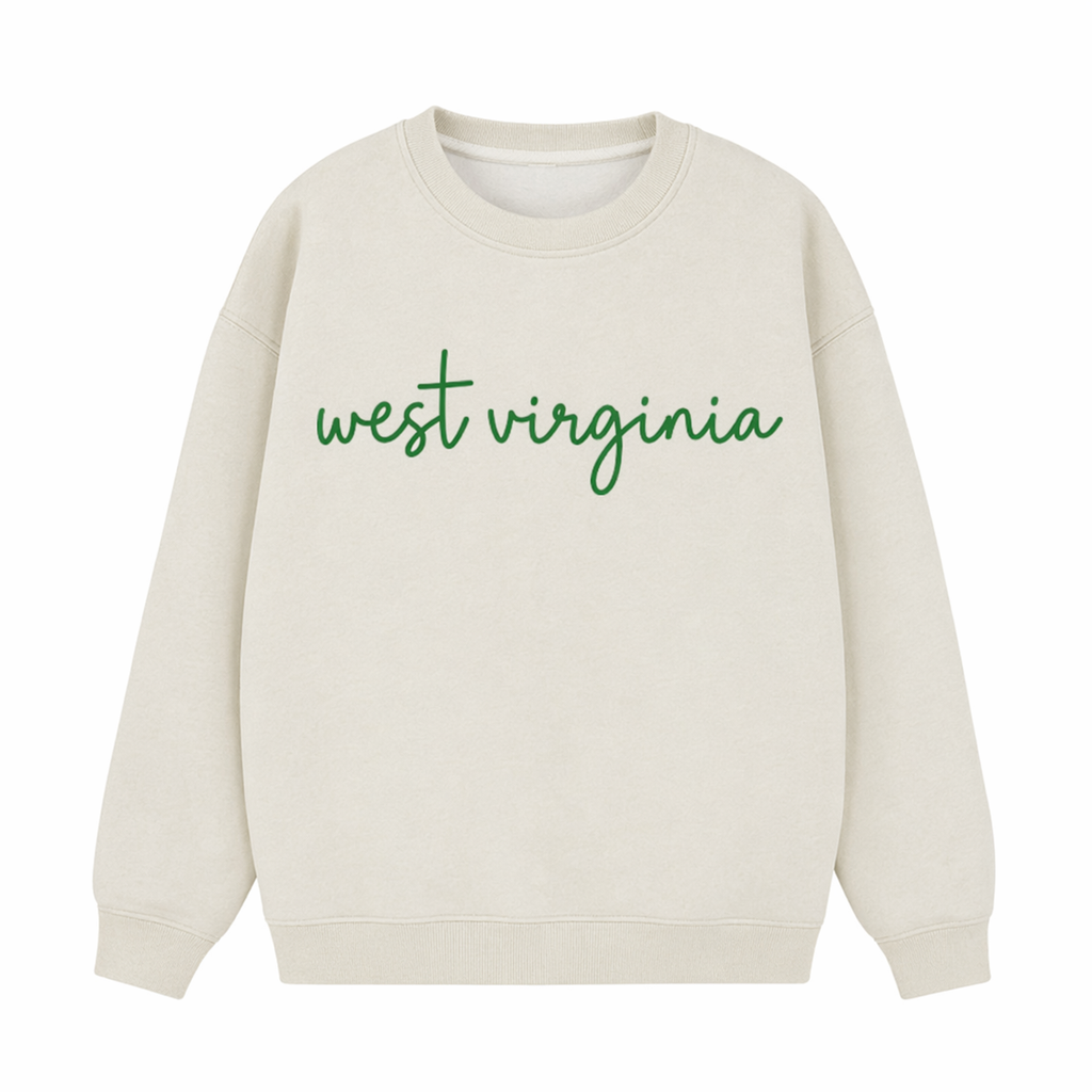 Collection 3 West Virginia Essential Heavyweight Crewneck Sweatshirt - Cream front