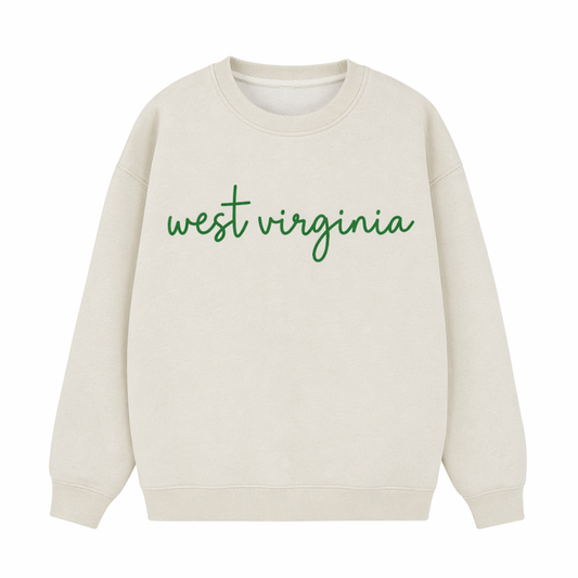 Collection 3 West Virginia Essential Heavyweight Crewneck Sweatshirt - Cream front