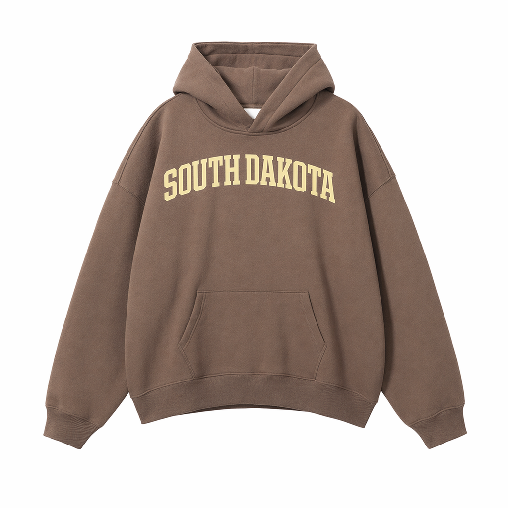 Collection 1 South Dakota Oversize Fleeced Hoodie - Brown front