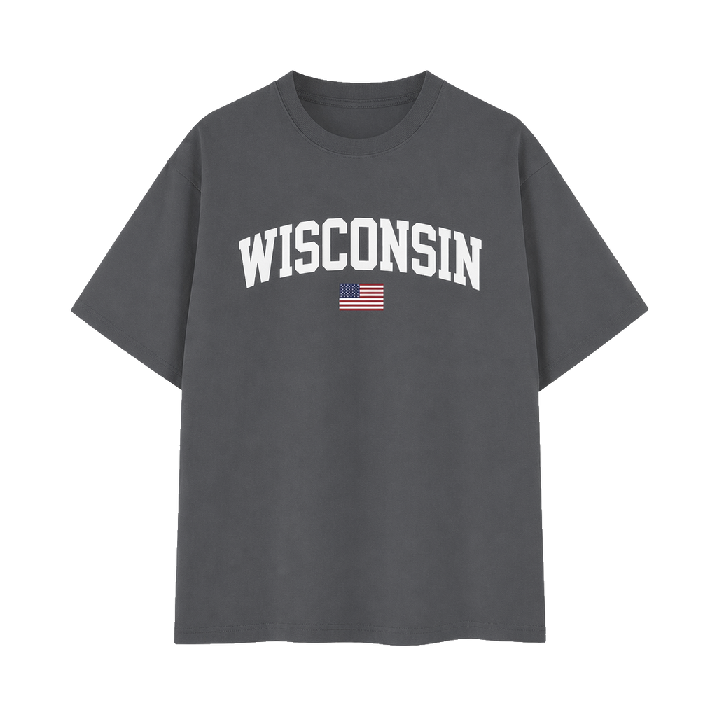 Collection 2 Wisconsin Essential Cotton T-Shirt - Dark Gray front