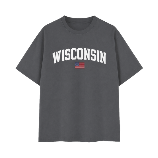 Collection 2 Wisconsin Essential Cotton T-Shirt - Dark Gray front