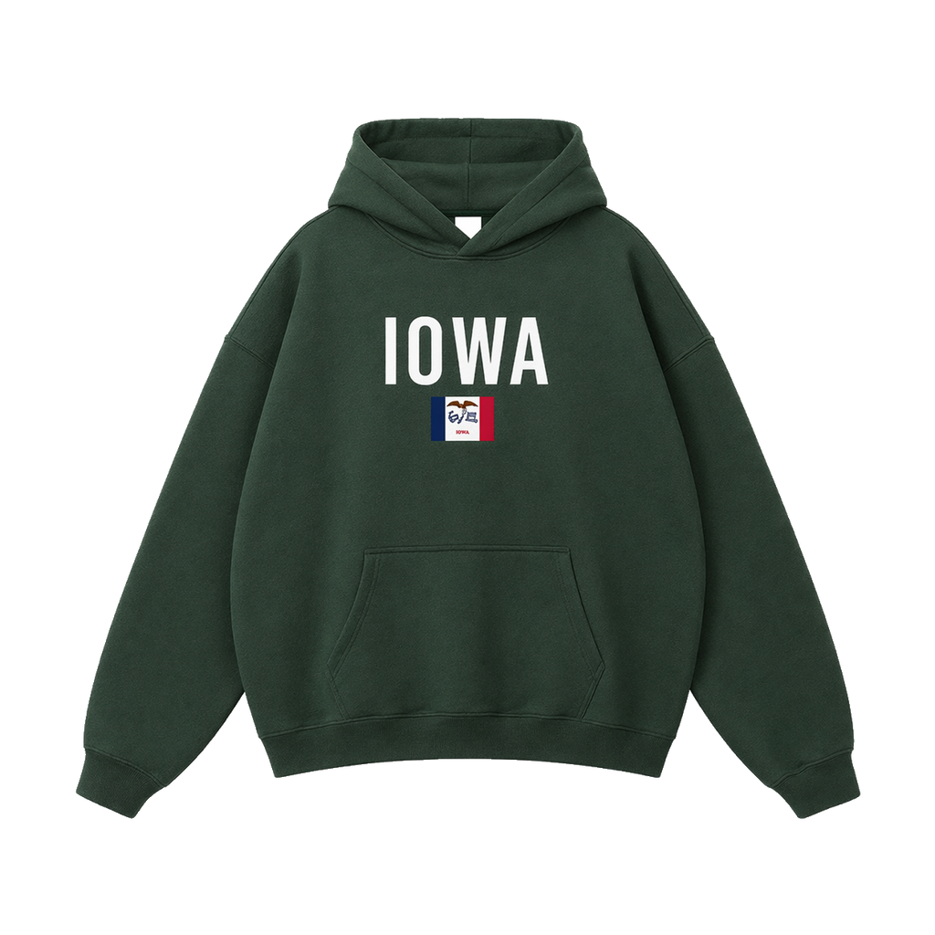 Collection 7 Iowa Oversize Fleeced Hoodie - Eden Green front