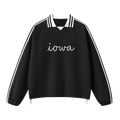 Collection 3 Iowa Contrast Striped Lapel Collar Sweatshirt - Black front