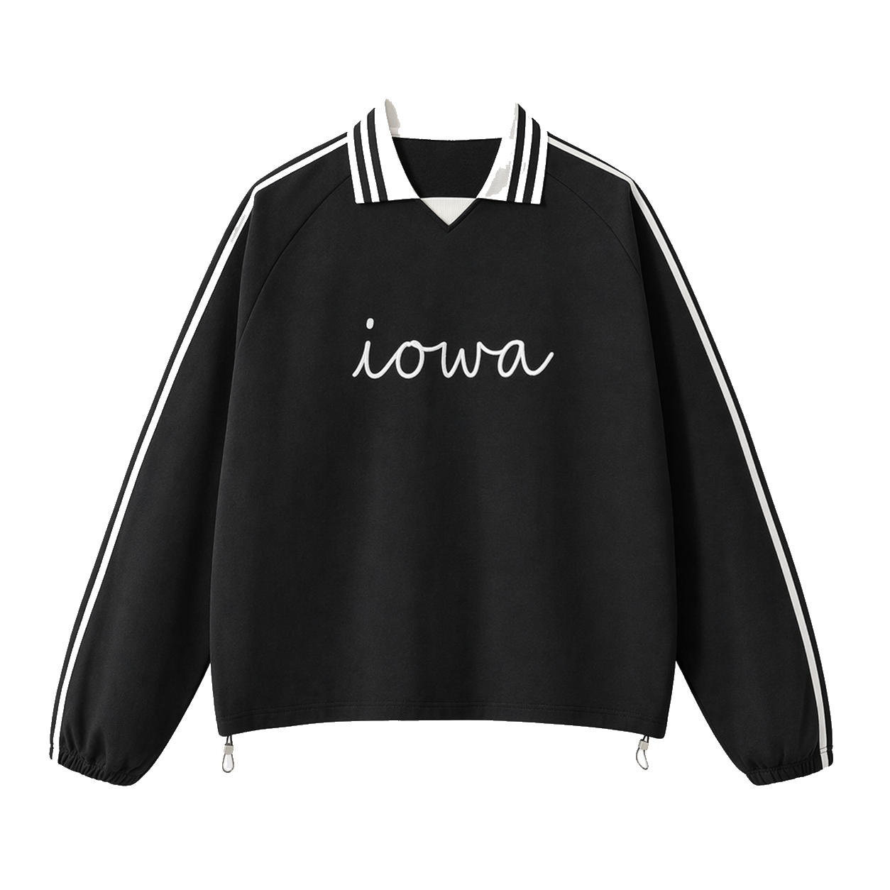 Collection 3 Iowa Contrast Striped Lapel Collar Sweatshirt - Black front
