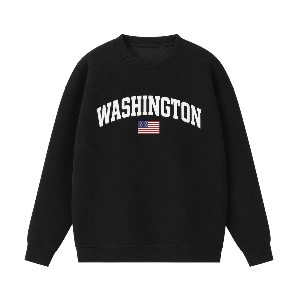 Collection 2 Washington Essential Heavyweight Crewneck Sweatshirt - Black front