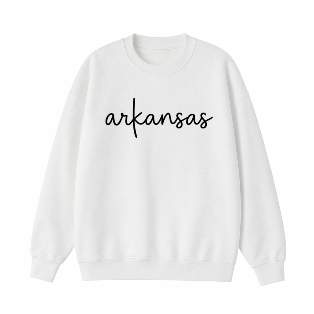 Collection 3 Arkansas Essential Heavyweight Crewneck Sweatshirt - White front
