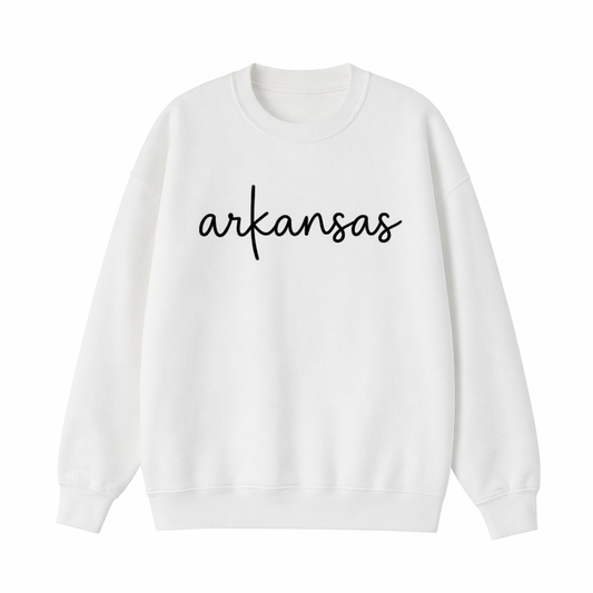Collection 3 Arkansas Essential Heavyweight Crewneck Sweatshirt - White front