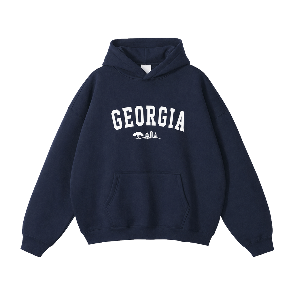 Collection 9 Georgia Oversize Fleeced Hoodie - Navy Blue front